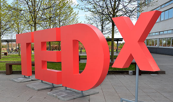 Big TEDx letters in QMU University Square