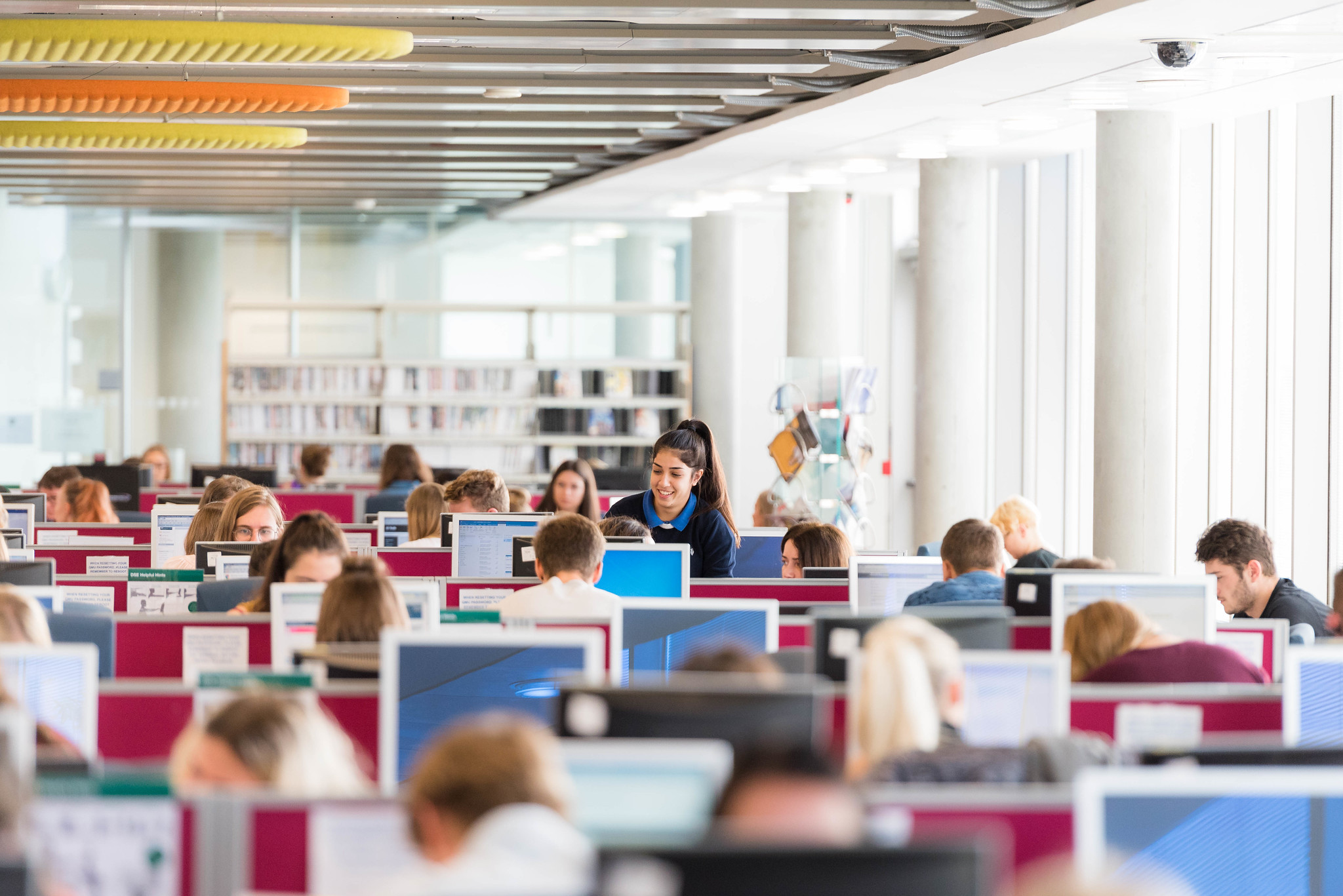 Rows of computers at Queen Margaret University's LRC