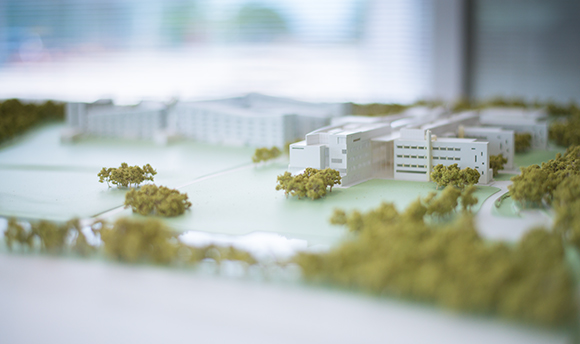 A miniature replica model of the Queen Margaret University Campus, Edinburgh