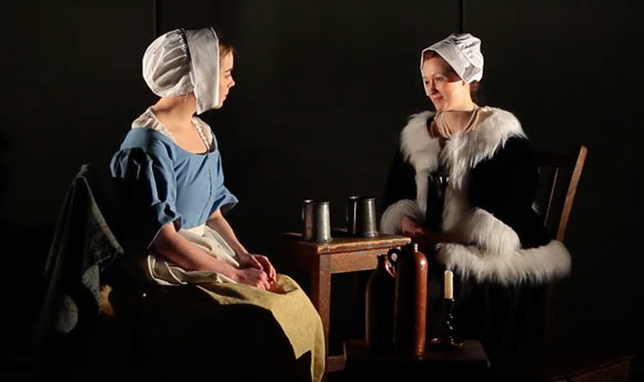 Two QMU students in medieval costume