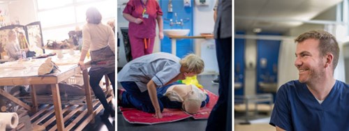 side by side photos of students in different courses at Queen Margaret University