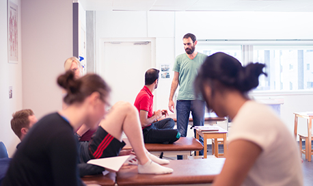 A physiotherapy class taking place