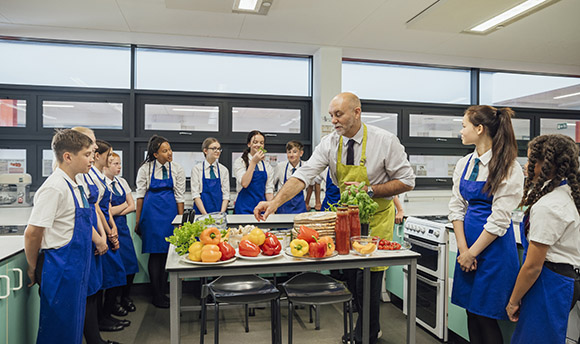 Secondary school Home Economics class in action