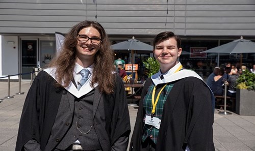 Students celebrating graduation