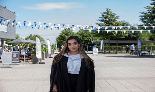 Student celebrating graduation