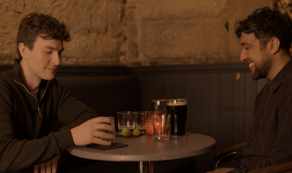 Still Image of film ‘Bar Bonding’ starting Giulia Giannetti and Paul Morgan 